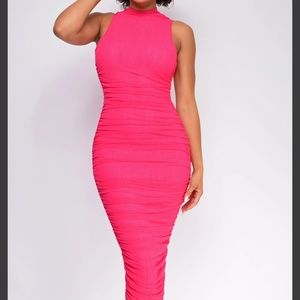 Hot pink midi dress
